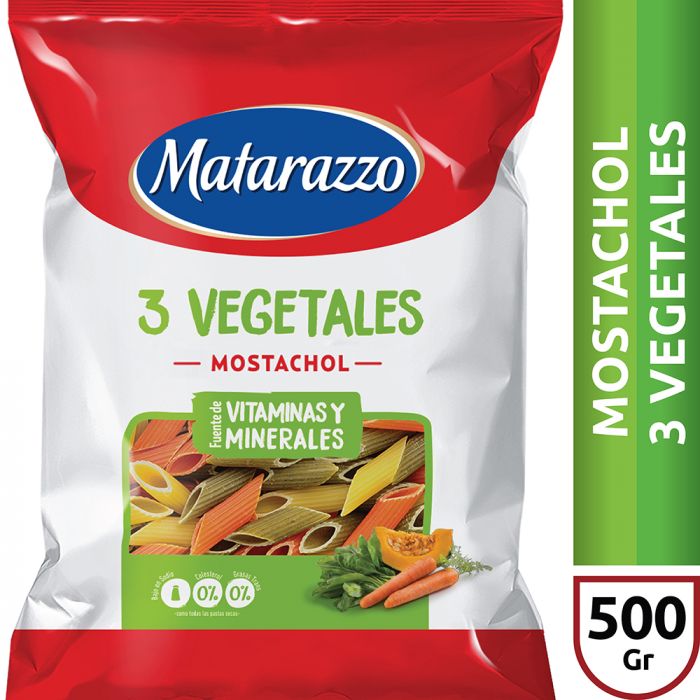 Fideos mostachol 3 vegetales Matarazzo x 500 g