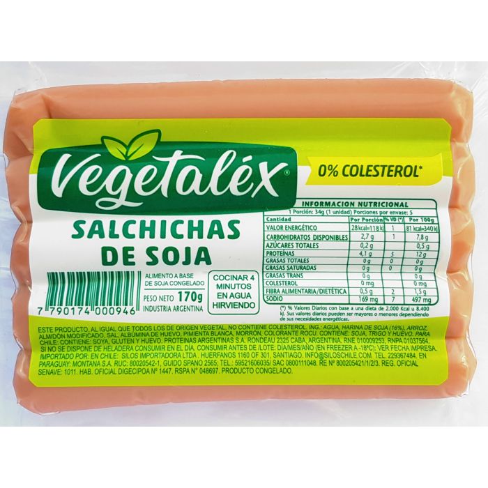 Salchicha de Soja x 5 unid Congelada Vegetalex
