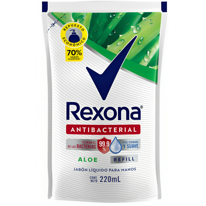 Jabon Liquido Rexona Antibacterial Aloe 220 ml