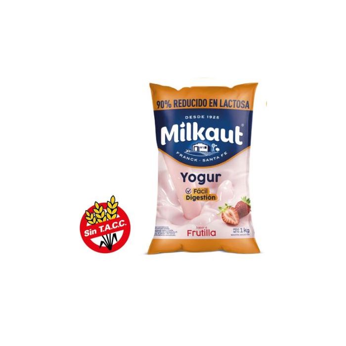 Yogur Bebible Frutilla Reducido en Lactosa Milkaut 1lt-SIN TACC